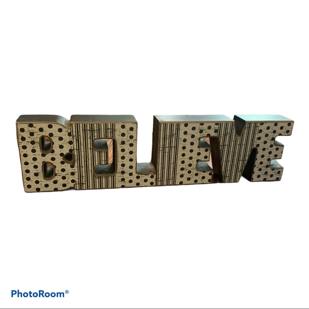 Believe Chunky Word Block Letters Black and White Dot